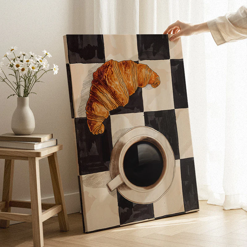 Cups And Croissant Canvas - Image 3