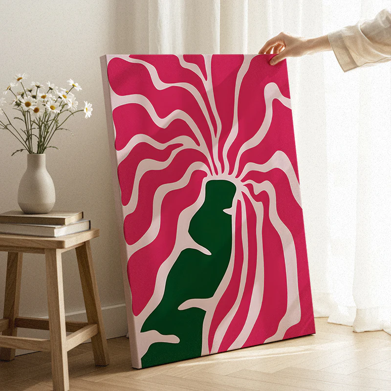 Pink Sunburst Flower Canvas - Image 3