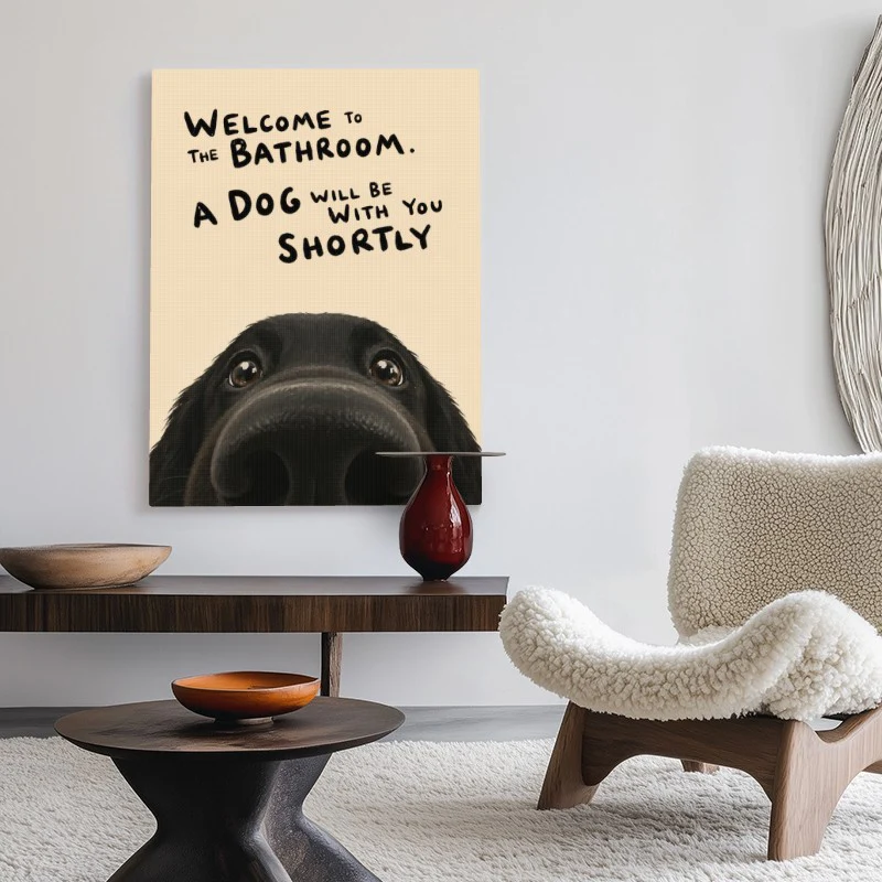 Welcome To The Bathroom Dog Canvas - Image 2